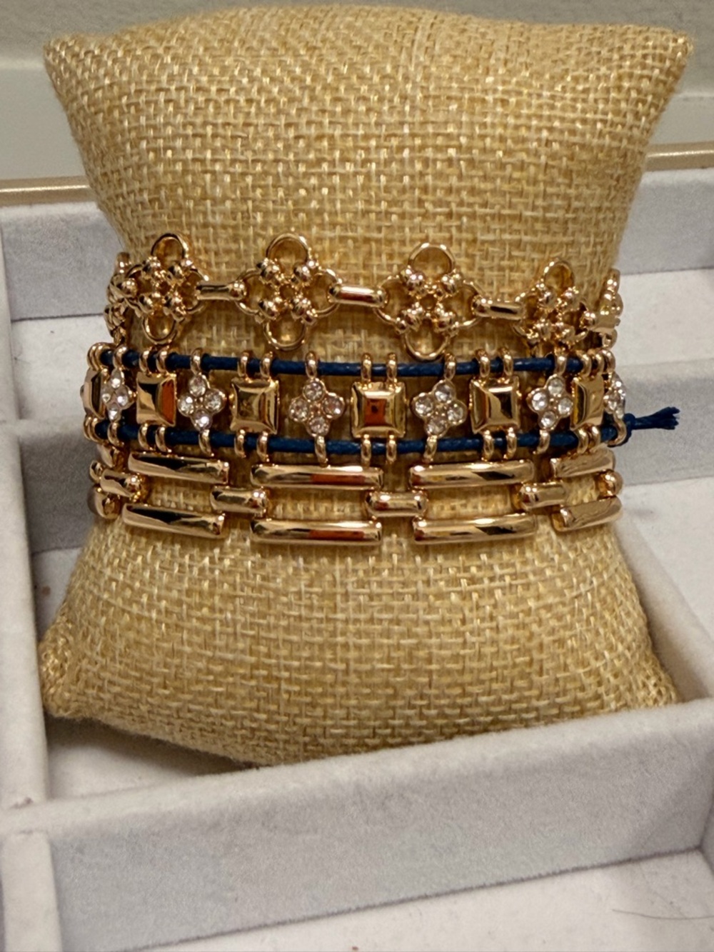 Bomb Party NWOT! Gold and Navy Multi-Layer Women's Bracelet Stack - Picture 3 of 7